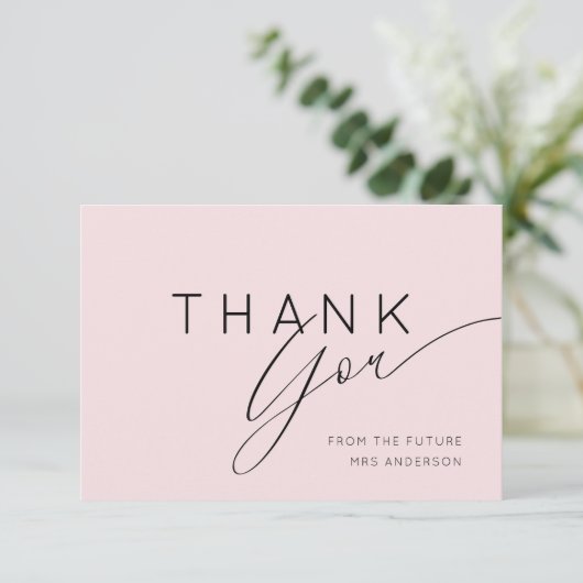 Simple Blush Pink Thank You Bridal Shower  Bedankkaart (Staand voorkant)