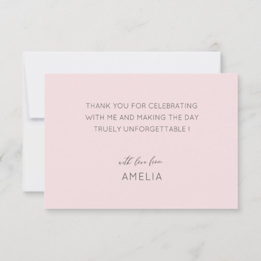 Simple Blush Pink Thank You Bridal Shower  Bedankkaart (Achterkant)