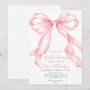 Simple BlushPink Ribbon Bow Coquette Vrijgezellenf Kaart