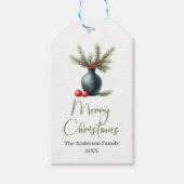 Simple Bohemian Botanical Christmas Gift Tag Cadeaulabel (Voorkant)