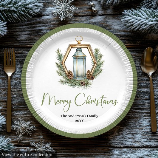 Simple Bohemian Christmas Lantern in Neutral Plate Papieren Bordje