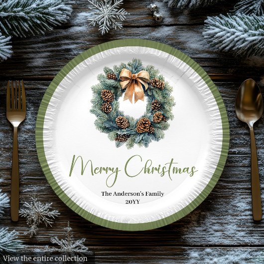 Simple Bohemian Christmas Wreath in Trendy Plate Papieren Bordje