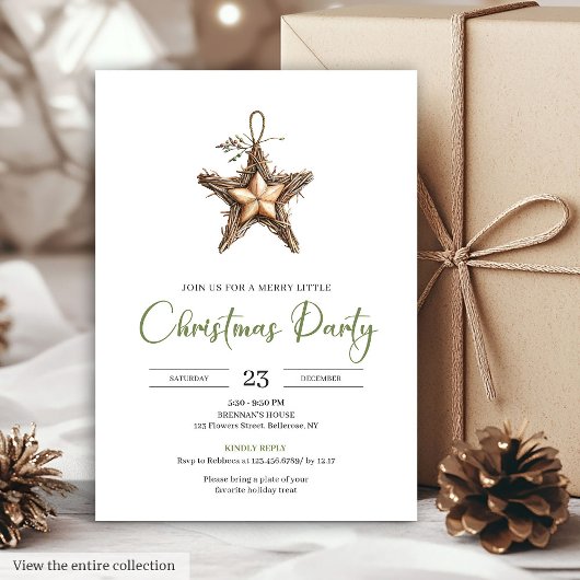 Simple Bohemian Watercolor Pine Wreath Christmas Kaart