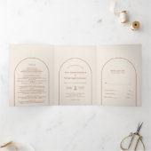 Simple Boho Arch Ivory Wedding Drieluik Uitnodiging (Binnen)