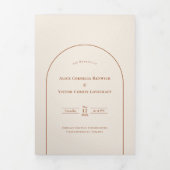 Simple Boho Arch Ivory Wedding Drieluik Uitnodiging (Cover)
