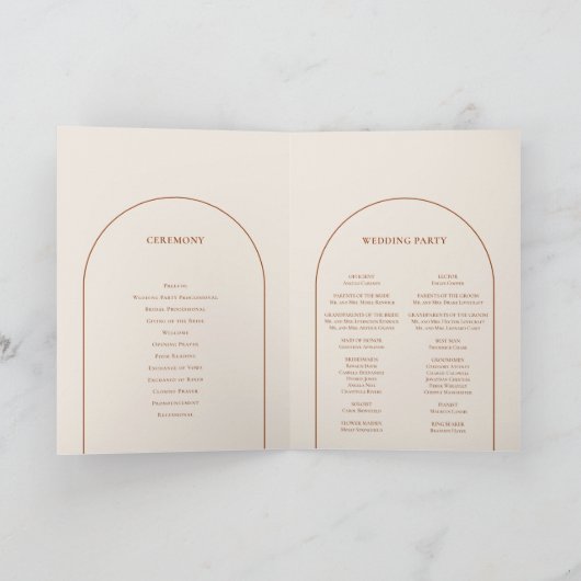 Simple Boho Arch Ivory Wedding Folded Programma (Binnen)