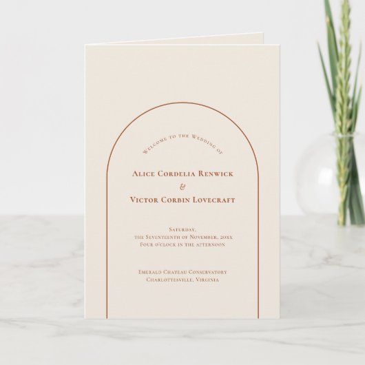 Simple Boho Arch Ivory Wedding Folded Programma (Voorkant)
