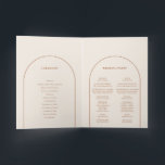 Simple Boho Arch Ivory Wedding Folded Programma<br><div class="desc">Dit Simple Boho Arch Ivory Wedding Folded Program-ontwerp biedt een geavanceerd gedempt palet van neutraal ivoor, gekoppeld aan een prachtige mix en opties voor roestterracotta, sage green en plum. De onderverklaarde elegantie van eenvoudige typografie en zachte bogen creëer een verzachtend en gepolijst estheticum met een klassieke, minimalistische stijl. De coördinerende...</div>