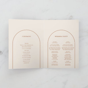 Simple Boho Arch Ivory Wedding Folded Programma