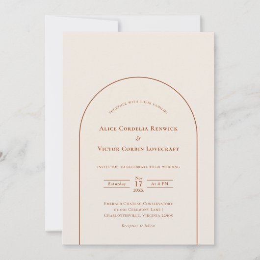 Simple Boho Arch Ivory Wedding Kaart (Voorkant)
