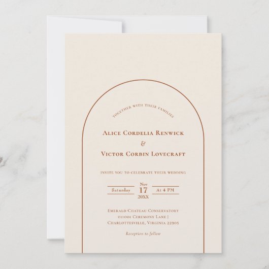 Simple Boho Arch Ivory Wedding Photo Kaart (Voorkant)