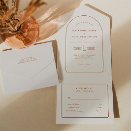 Simple Boho Arch Ivory Wedding RSVP All In One Uitnodiging