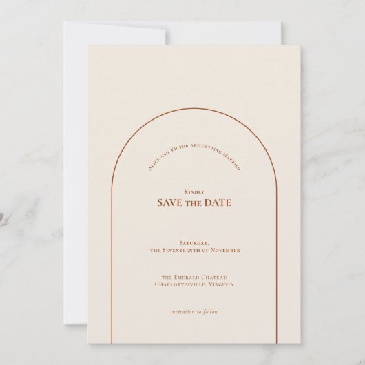 Simple Boho Arch Ivory Wedding Save The Date (Voorkant)