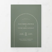Simple Boho Arch Sage Green Wedding Drieluik Uitnodiging (Cover)