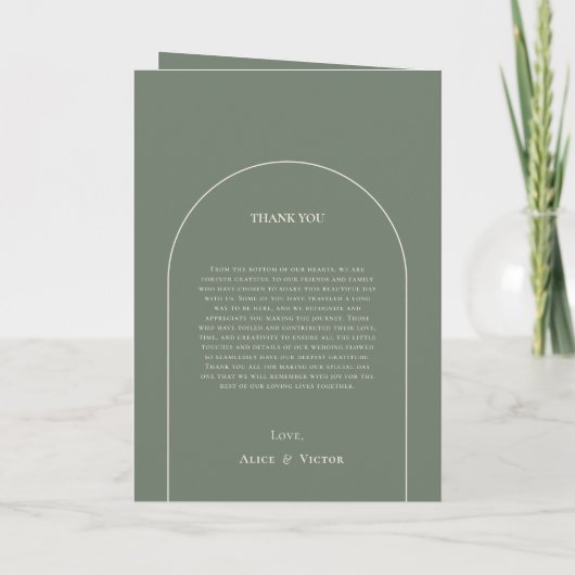 Simple Boho Arch Sage Green Wedding Folded Programma (Achterkant)