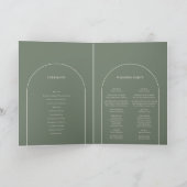 Simple Boho Arch Sage Green Wedding Folded Programma (Binnen)