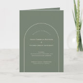 Simple Boho Arch Sage Green Wedding Folded Programma (Voorkant)