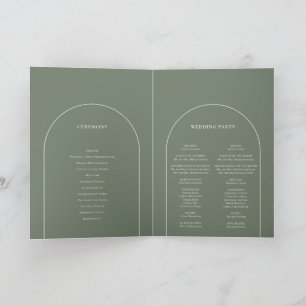 Simple Boho Arch Sage Green Wedding Folded Programma