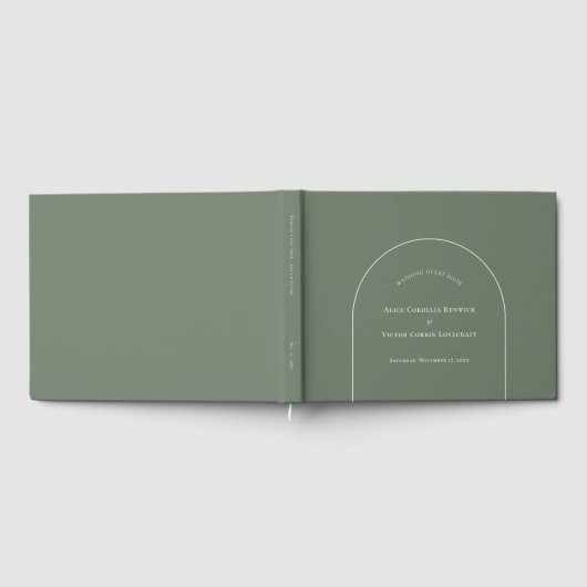 Simple Boho Arch Sage Green Wedding Gastenboek (Volledig)