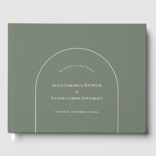 Simple Boho Arch Sage Green Wedding Gastenboek (Voorkant)