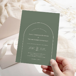 Simple Boho Arch Sage Green Wedding Kaart