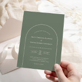 Simple Boho Arch Sage Green Wedding Kaart
