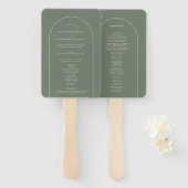 Simple Boho Arch Sage Green Wedding Programme Handwaaier (Voorkant en achterkant)