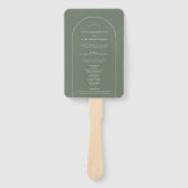 Simple Boho Arch Sage Green Wedding Programme Handwaaier (Voorkant)