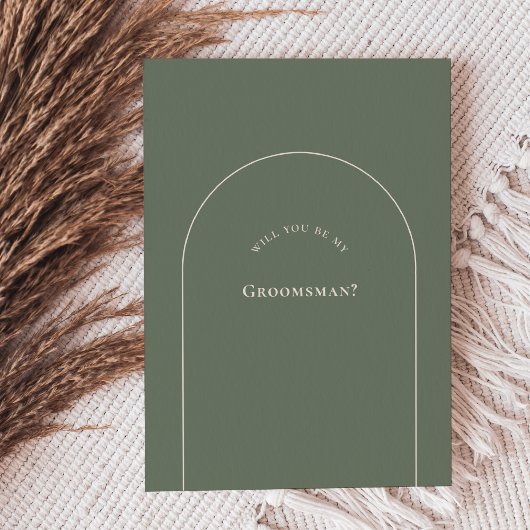 Simple Boho Arch Sage Groomsman-voorstel Kaart