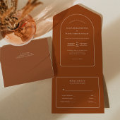 Simple Boho Arch Terracotta Wedding RSVP All In One Uitnodiging