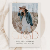Simple Boho Arch Trendy Three Photo Afstuderen Folie Uitnodiging