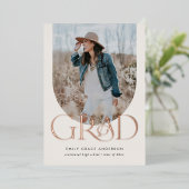 Simple Boho Arch Trendy Three Photo Afstuderen Folie Uitnodiging (Staand Voorkant)