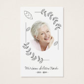 Simple Boho Black en White Photo Funeral Card Visitekaartje (Voorkant)