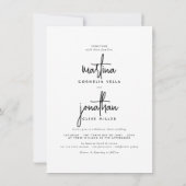 Simple Boho Black & White Elegant Photo Wedding Kaart (Achterkant)