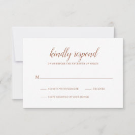 Simple Boho Burnt Oranje Rust Terracotta Wedding RSVP Kaartje