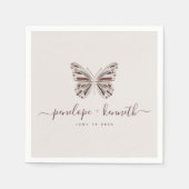 Simple Boho Butterfly Burgundy Taupe Wedding Servet (Voorkant)