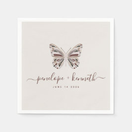 Simple Boho Butterfly Burgundy Taupe Wedding Servet