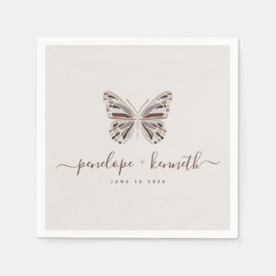 Simple Boho Butterfly Burgundy Taupe Wedding Servet