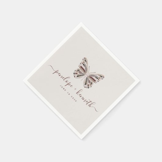 Simple Boho Butterfly Burgundy Taupe Wedding Servet (Hoek)