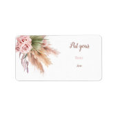 Simple Boho Chic Pampass Grass Dusty Rozen Floral Etiket (Voorkant)