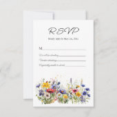 Simple Boho Chic Wildflower Wedding RSVP Kaartje (Voorkant)