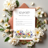 Simple Boho Chic Wildflower Wedding RSVP Kaartje
