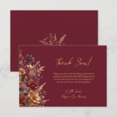 Simple Boho Chic Wildflowers Burgundy Wedding Bedankkaart (Voorkant / Achterkant)
