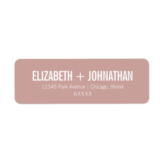 Simple Boho Dusty Roos Typography Weddenschap Addr Etiket (Voorkant)