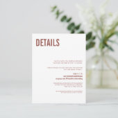 Simple Boho Dusty Roos Typography Weddenschap Deta Informatiekaartje (Staand voorkant)
