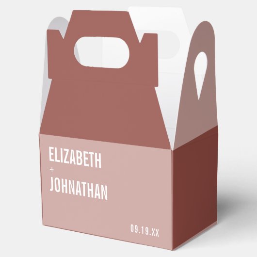 Simple Boho Dusty Roos Typography Wedding Bedankdoosjes (Geopend)