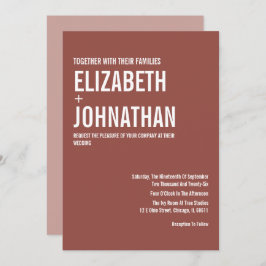 Simple Boho Dusty Roos Typography Wedding Kaart