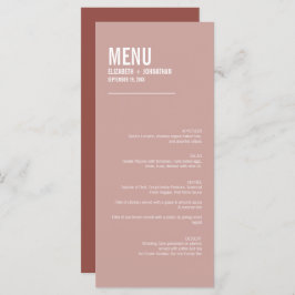 Simple Boho Dusty Roos Typography Wedding Menu