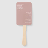 Simple Boho Dusty Roos Typography Wedding Programm Handwaaier (Voorkant)