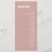 Simple Boho Dusty Roos Typography Wedding Programm Programmakaart (Achterkant)